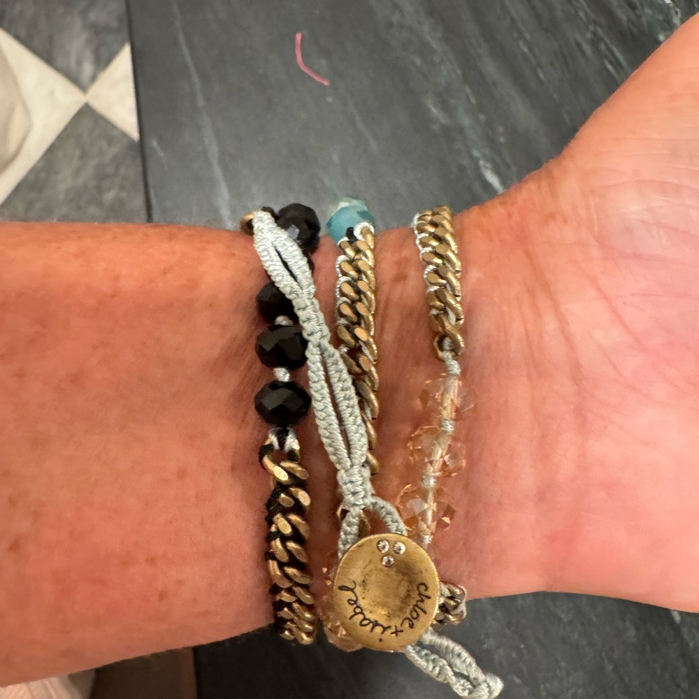Chloe + Isabel Gold, Black, Light Blue & Clear Multi-Strand Bracelet Set